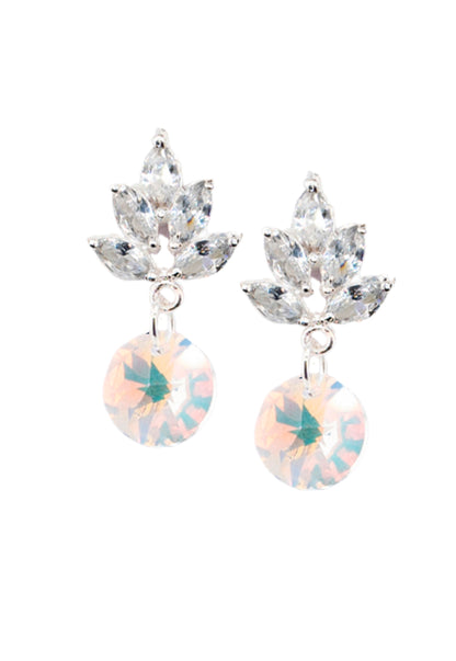 Aros Penelope Baño Oro Blanco Cristal Genuino Aurora Boreal