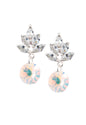 Aros Penelope Baño Oro Blanco Cristal Genuino Aurora Boreal