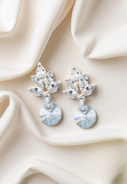 Aros Penelope Baño Oro Blanco Cristal Genuino Blue Shade