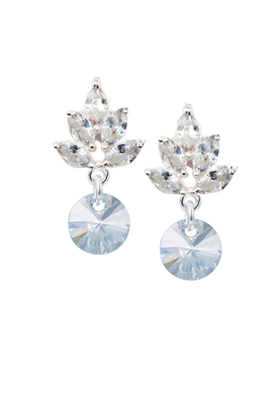 Aros Penelope Baño Oro Blanco Cristal Genuino Blue Shade