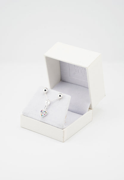 Conjunto Leia Baño de Oro Blanco y Microcircones de Colores