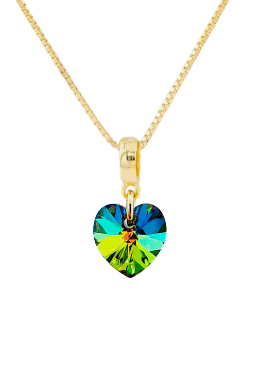 Collar Romance Gold 24K Cristal Genuino Vitral Medium