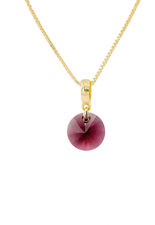 Collar Aurora Gold 24K Cristal Genuino Amathyste