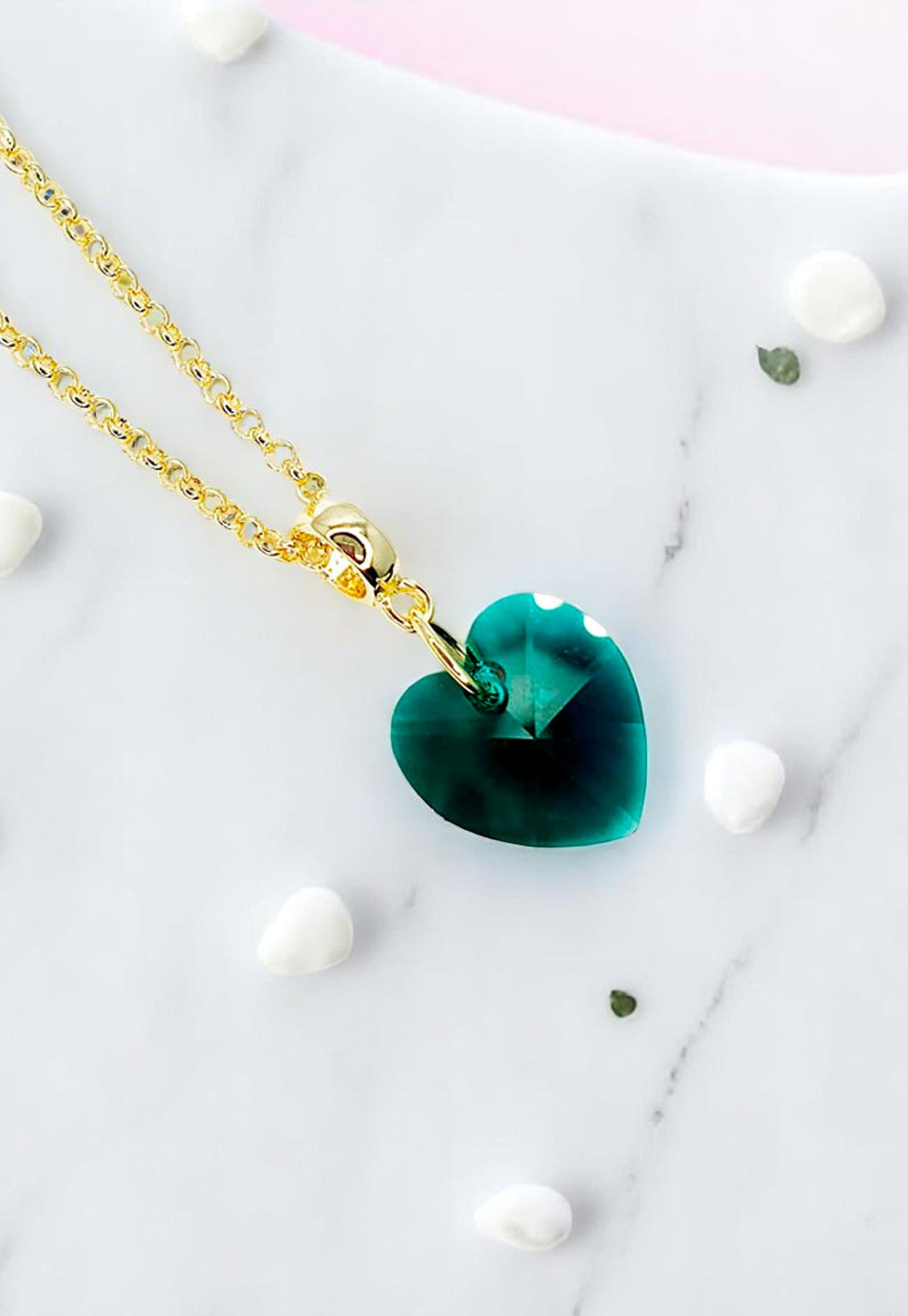 Collar Gran Romance Gold 24K Cristal Genuino Emerald