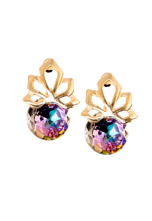 Aros Bali Gold 24K Cristal Genuino Vitral Light