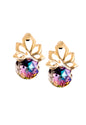 Aros Bali Gold 24K Cristal Genuino Vitral Light