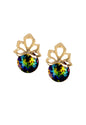 Aros Bali Gold 24K Cristal Genuino Vitral Medium