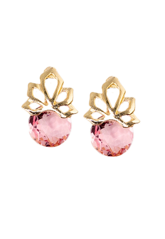 Aros Bali Gold 24K Cristal Genuino Light Rose