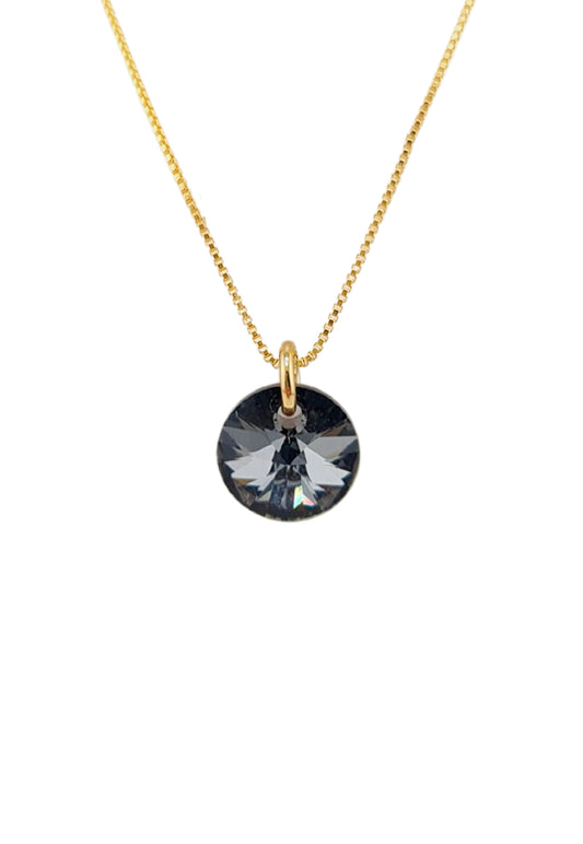Collar Punto de Luz Gold 24K Cristal Genuino Silver Night