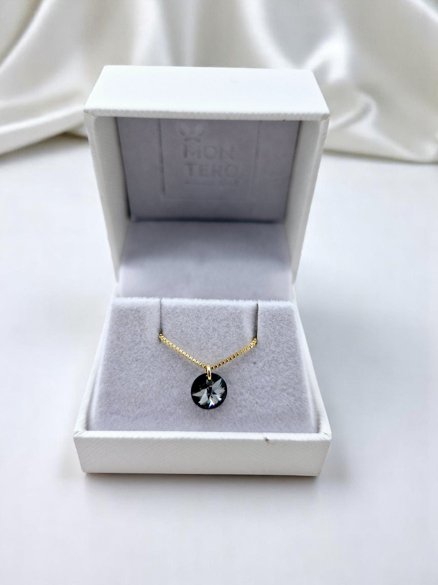 Collar Punto de Luz Gold 24K Cristal Genuino Silver Night
