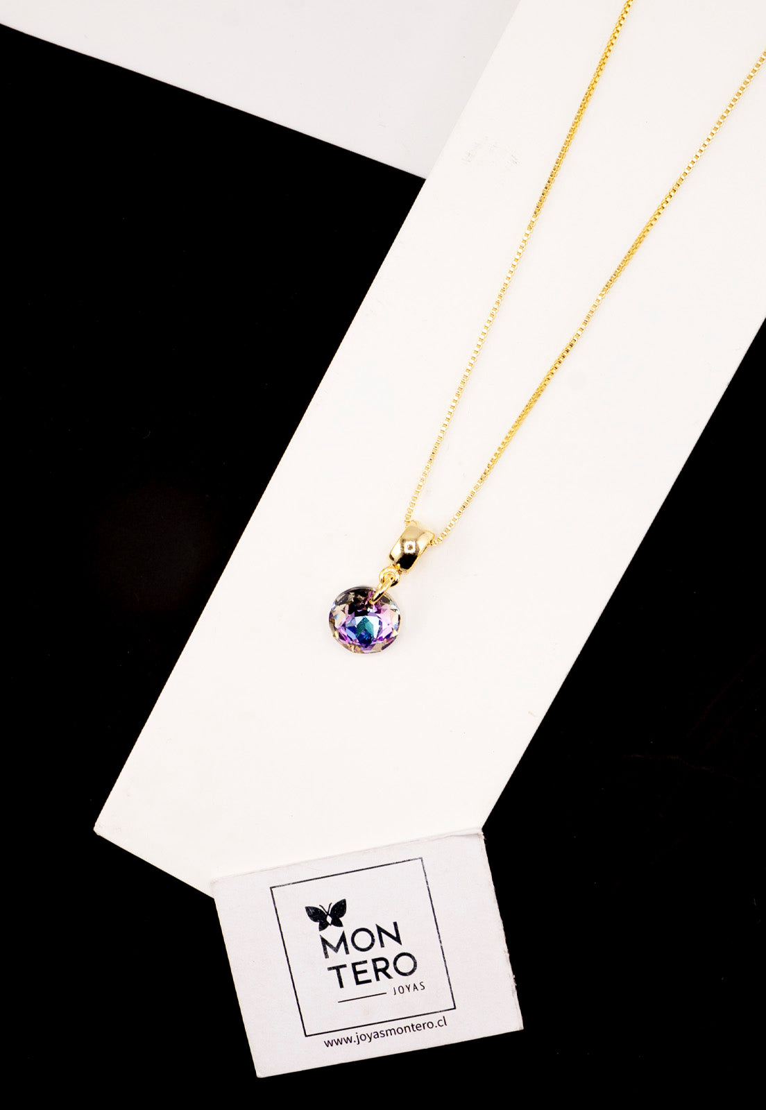 Collar Bali Gold 24k Cristal Genuino Vitral Light
