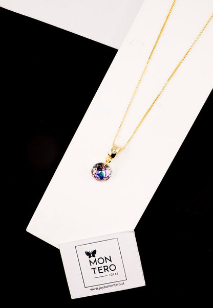 Collar Bali Gold 24k Cristal Genuino Vitral Light