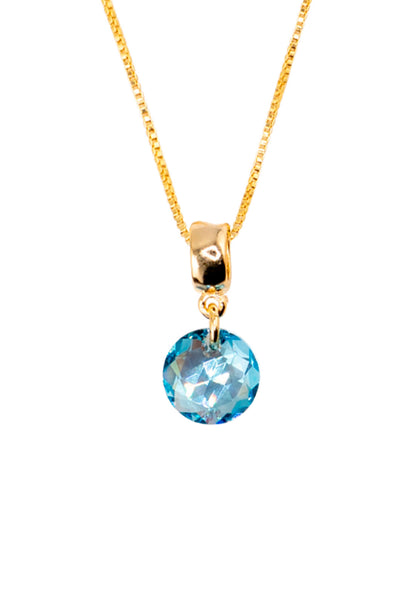 Collar Bali Gold 24k Cristal Genuino Aquamarine