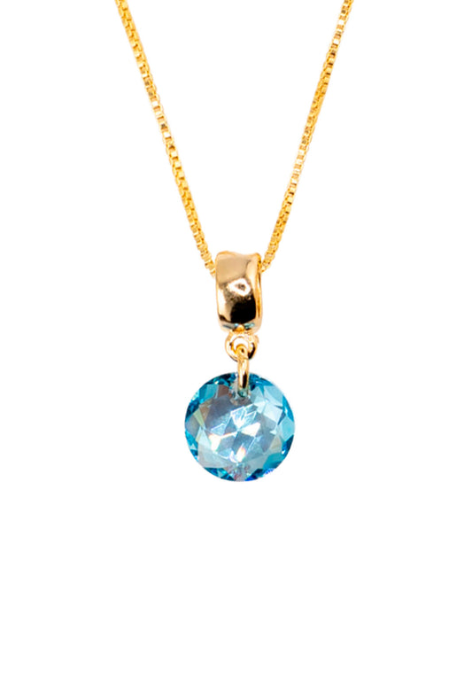 Collar Bali Gold 24k Cristal Genuino Aquamarine