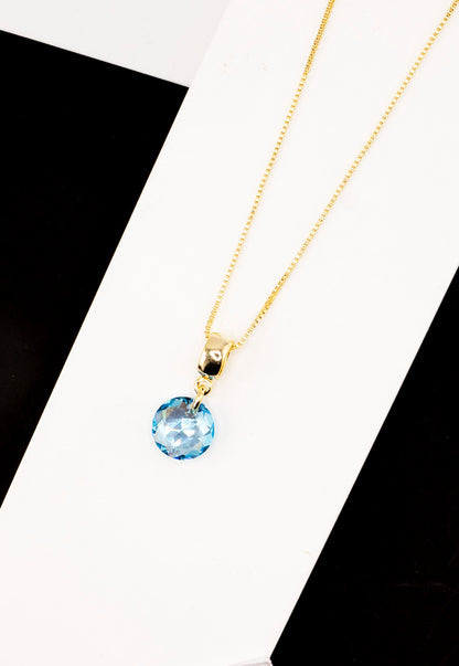 Collar Bali Gold 24k Cristal Genuino Aquamarine