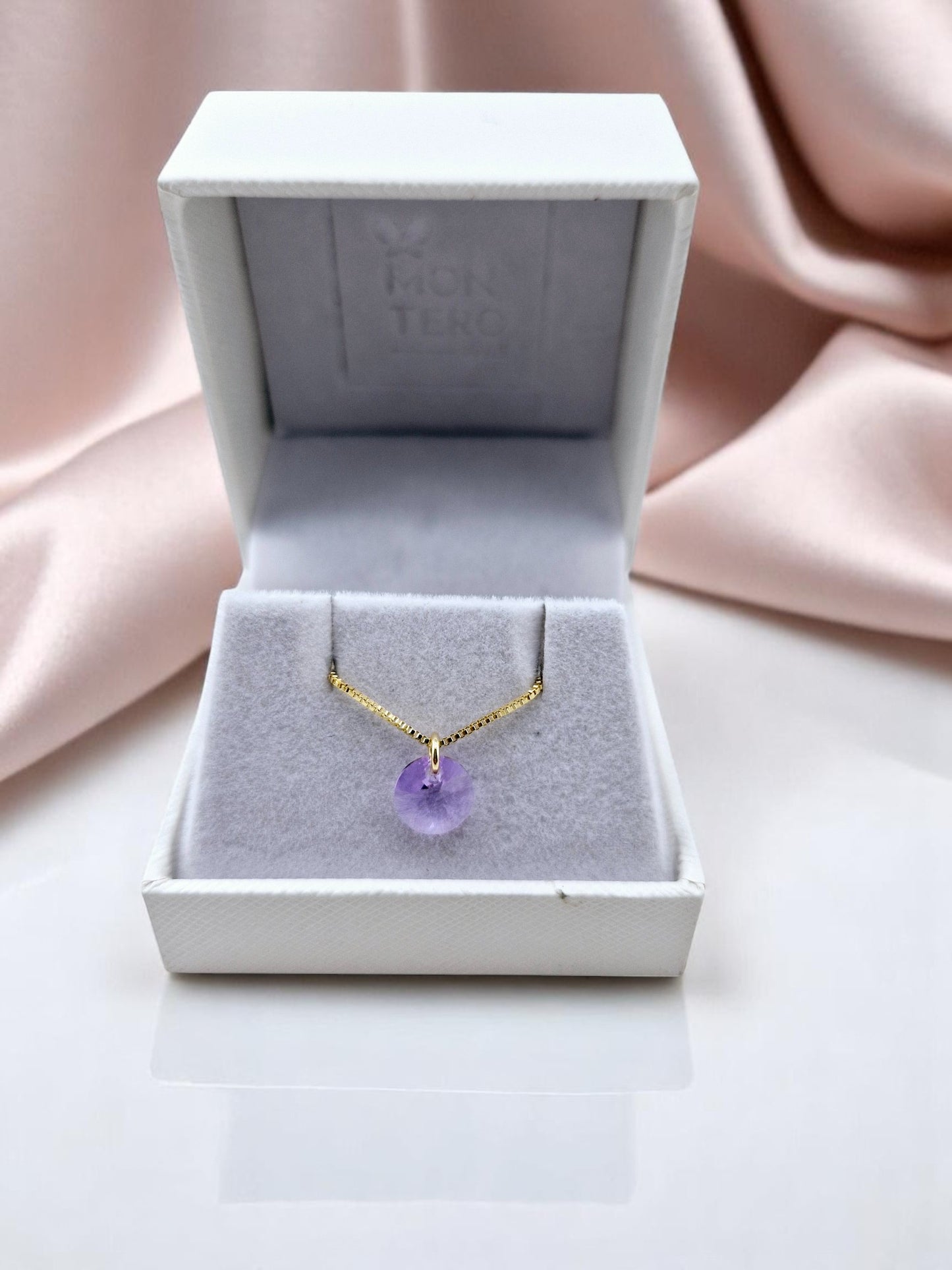 Collar Punto de Luz Gold 24K Cristal Genuino Violet