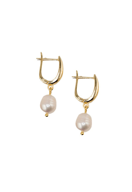 Aros Ines Gold Baño de Oro 24k y Perlas Naturales