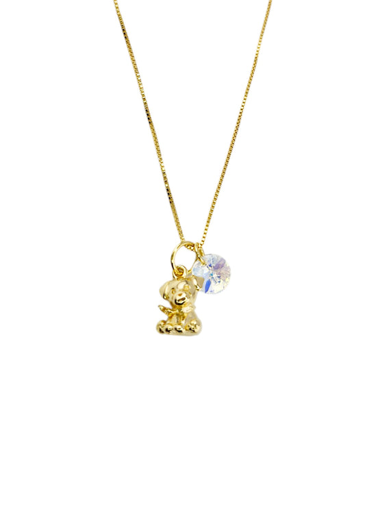 Collar Nico Gold 24k Cristal Genuino Aurora Boreal