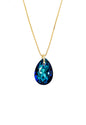 Collar Gota de Luz Gold 24K Cristal Genuino Bermuda Blue
