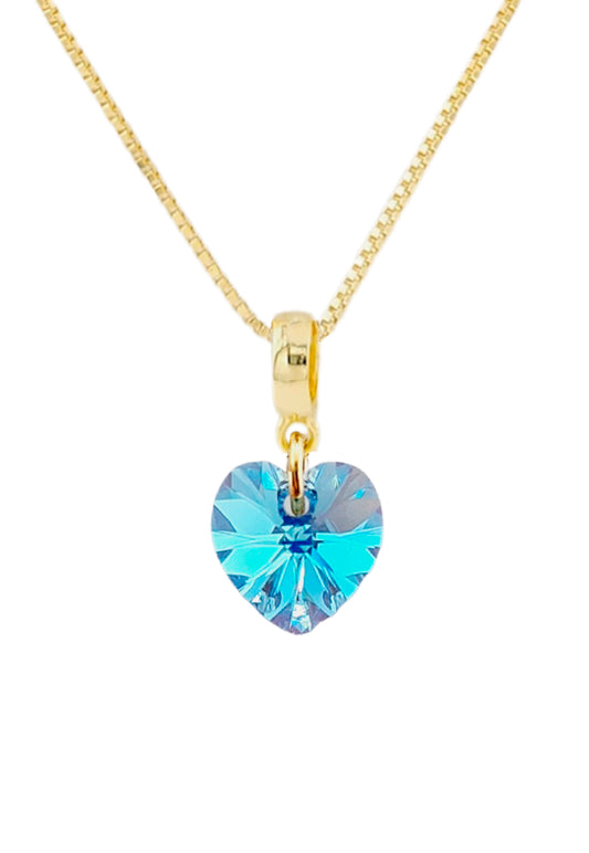 Collar Romance Gold 24K Cristal Genuino Aquamarine