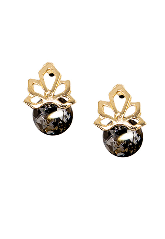 Aros Bali Gold 24K Cristal Genuino Silver Night