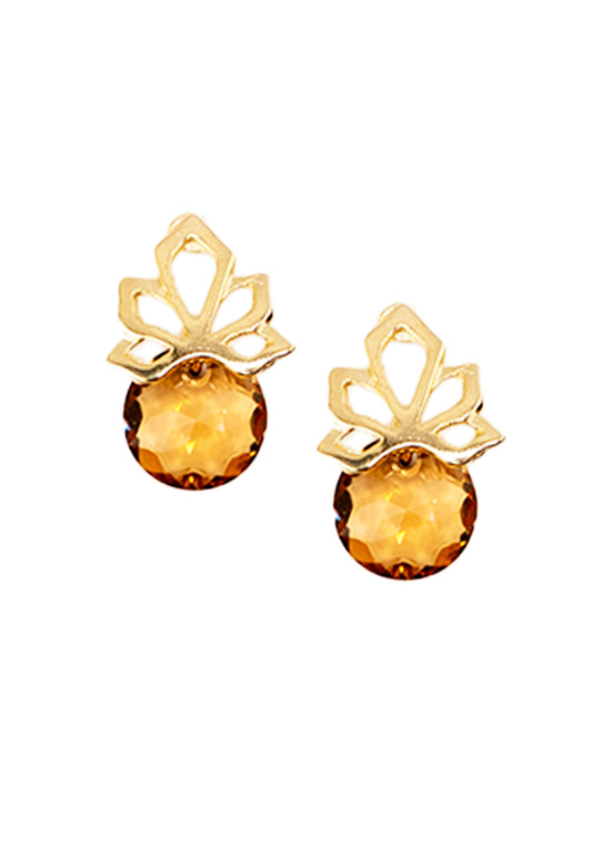 Aros Bali Gold 24K Cristales Genuinos Golden Shadow