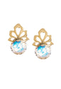 Aros Bali Gold 24K Cristales Genuinos Aurora Boreal