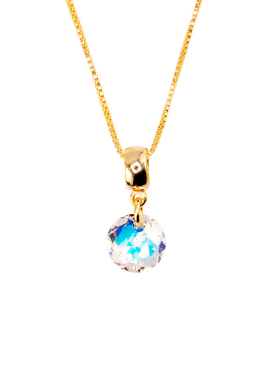 Collar Bali Gold 24k Cristal Genuinos Aurora Boreal