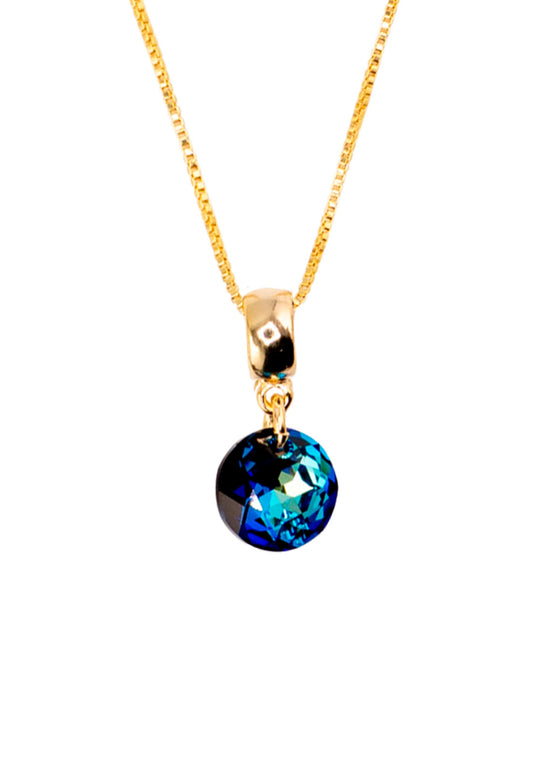Collar Bali Gold 24K Cristal Genuino Bermuda Blue