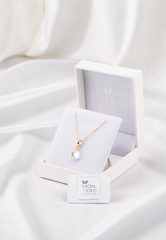 Collar Bali Gold 24k Cristal Genuinos Aurora Boreal