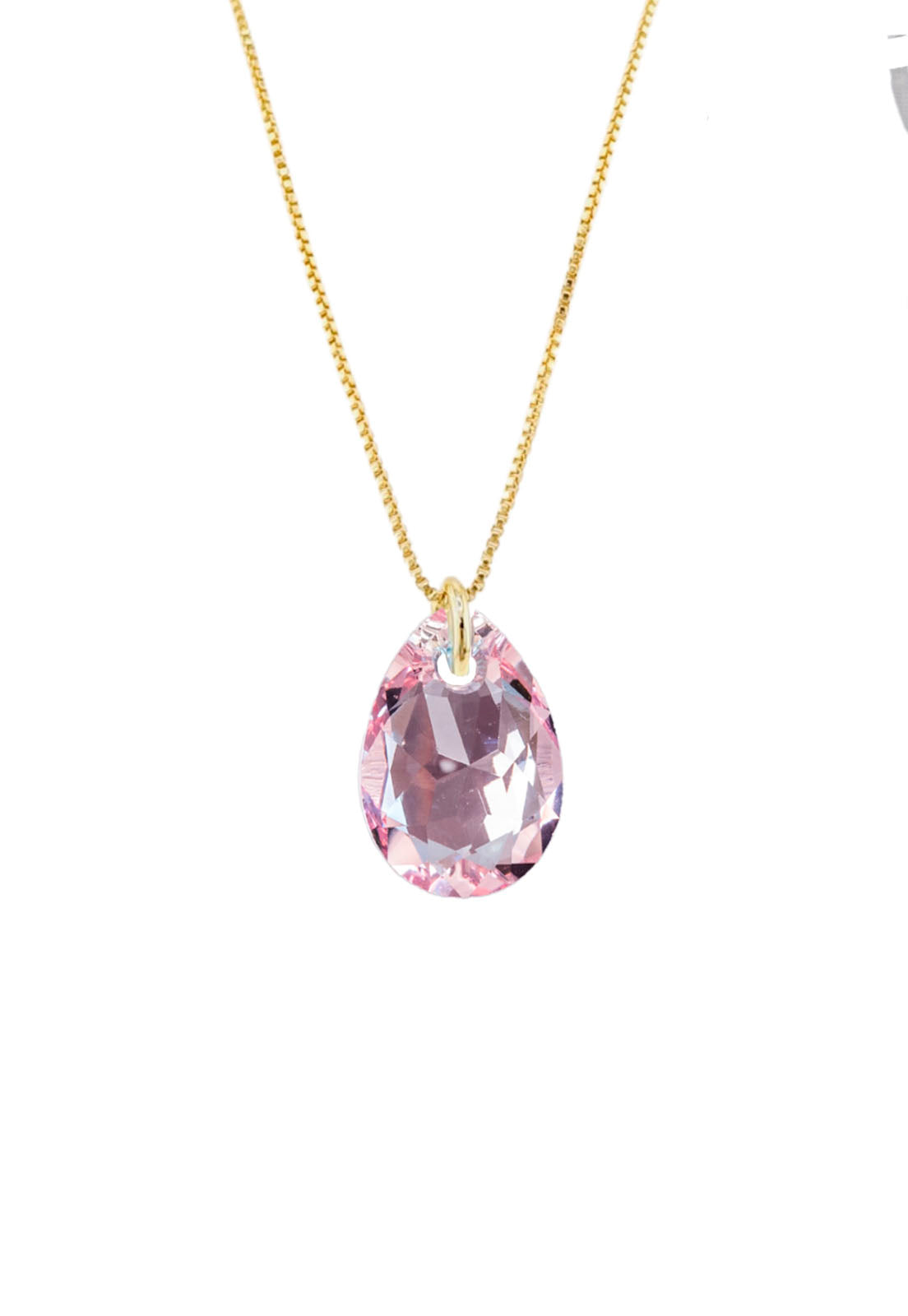 Collar Gota de Luz Gold 24K Cristal Genuino Light Rose