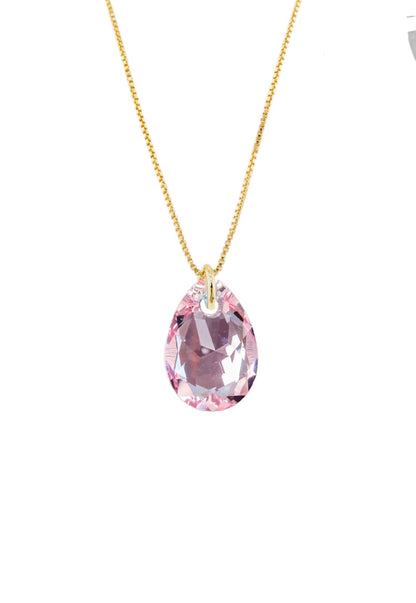 Collar Gota de Luz Gold 24K Cristal Genuino Light Rose