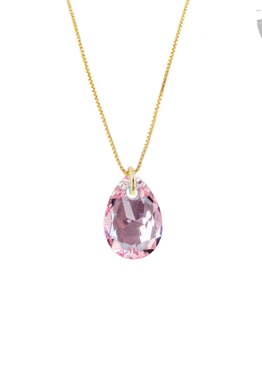 Collar Gota de Luz Gold 24K Cristal Genuino Light Rose