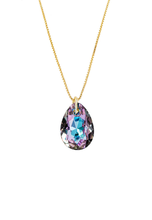 Collar Gota de Luz Gold 24K Cristal Genuino Vitral Light