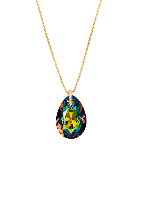 Collar Gota de Luz Gold 24K Cristal Genuino Vitral Medium