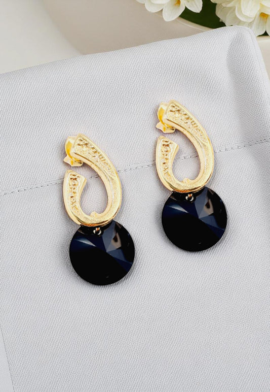 Aros Grace Gold 24K Cristal Genuino Jet