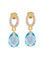 Aros Gota De Luz Gold 24K Cristal Genuino Aquamerine