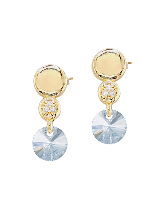 Aros Punto de Luz Gold 24K Cristal Genuino Blue Shade