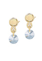 Aros Punto de Luz Gold 24K Cristal Genuino Blue Shade