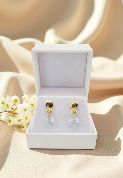 Aros Punto de Luz Gold 24K Cristal Genuino Blue Shade