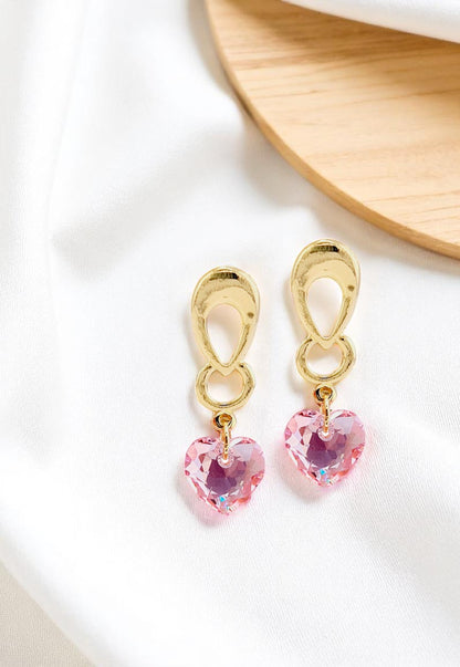 Aros Amor Gold 24K Cristal Genuino Rose Shimmer