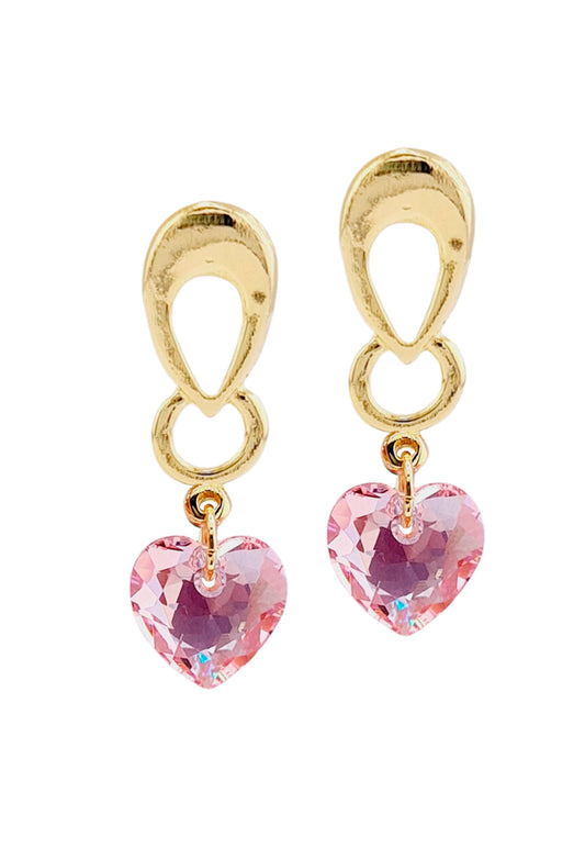 Aros Amor Gold 24K Cristal Genuino Rose Shimmer
