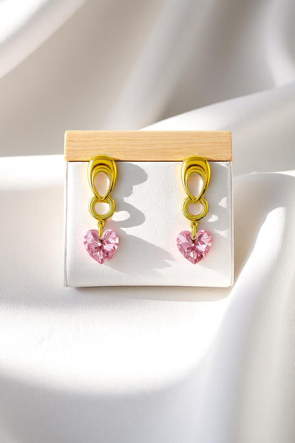 Aros Amor Gold 24K Cristal Genuino Rose Shimmer