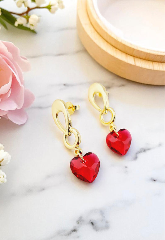 Aros Amor Gold 24K Cristal Genuino Scarleth