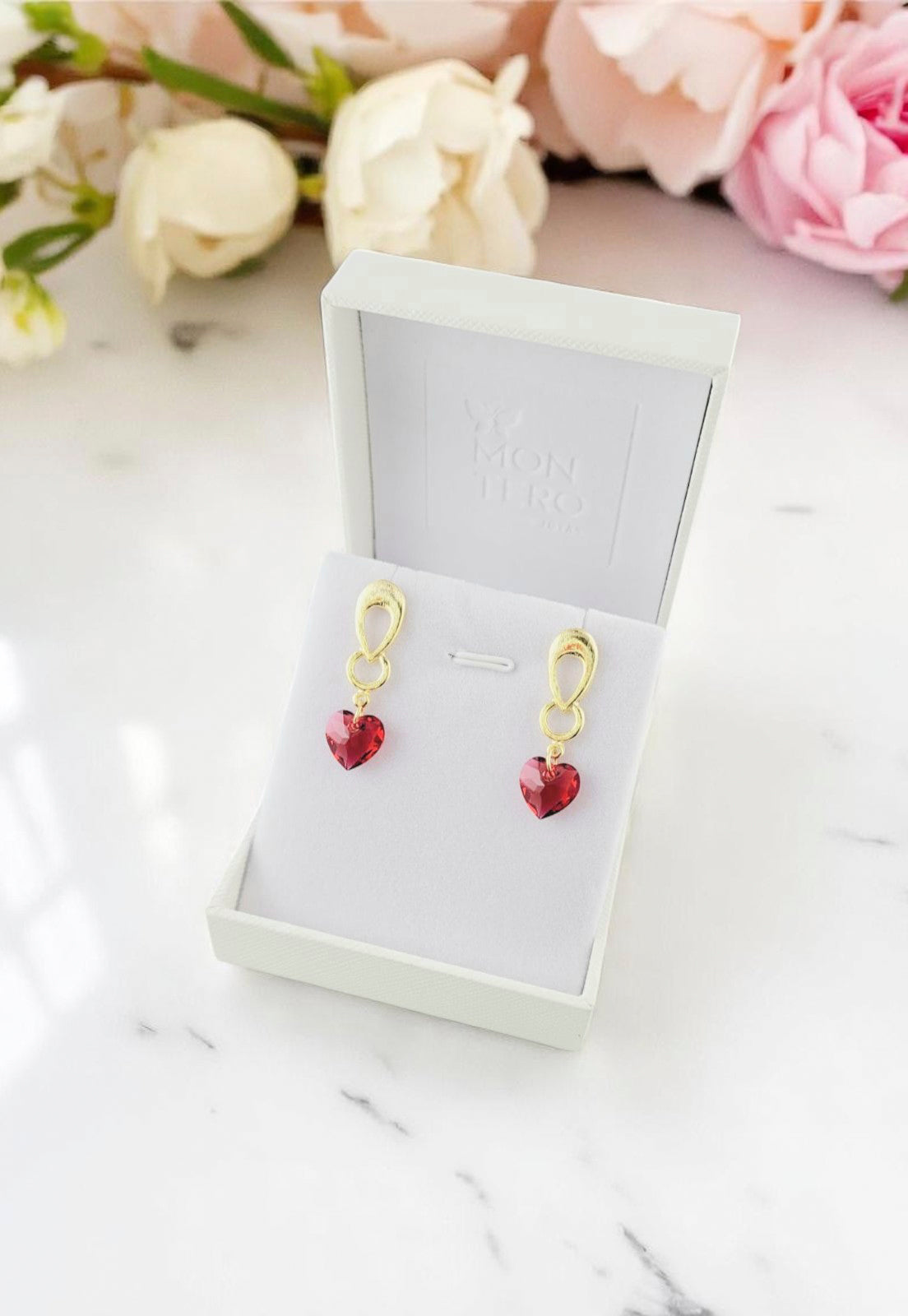 Aros Amor Gold 24K Cristal Genuino Scarleth