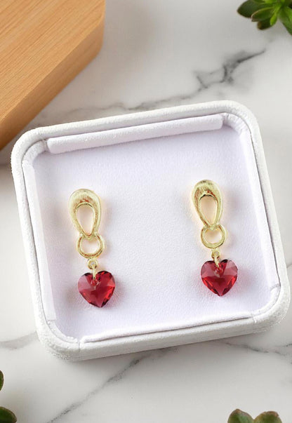 Aros Amor Gold 24K Cristal Genuino Scarleth