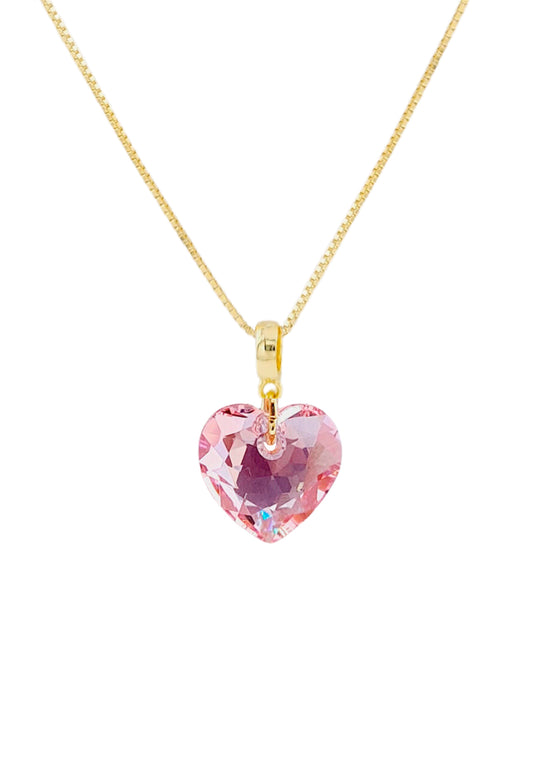 Collar Amor Gold 24K Cristal Genuino Rose