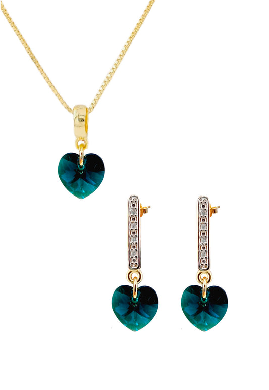 Conjunto Romance Gold 24K Cristal Genuino Emerald