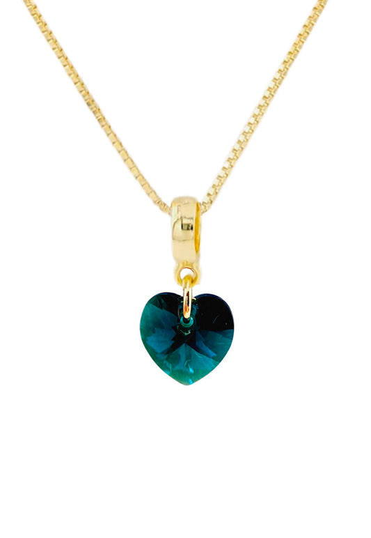 Collar Romance Gold 24k Cristal Genuino Emerald Shimmer