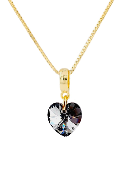 Collar Romance Gold 24K Cristal Genuino Silver Night